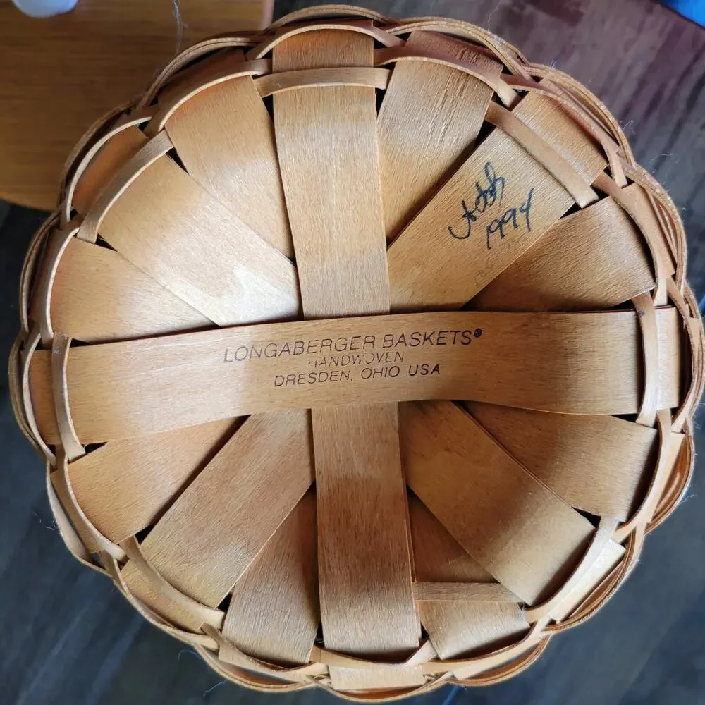 VTC G Longaberger 1994 Handwoven Signed Wooden Large Ice Basket w/ Lid & Liner